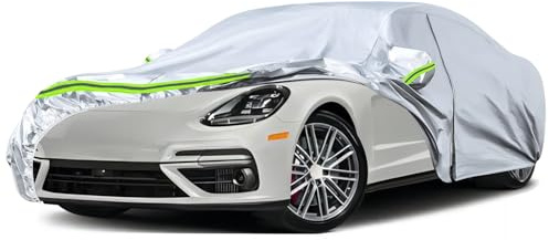 Autoabdeckung Outdoor Wasserdicht Passend für Porsche Panamera 2010-2025 | Sommer Vollgarage Autoplane Auto Abdeckplane Outdoor Abdeckung für Regen Sonne Staub UV-Schutz, Silber