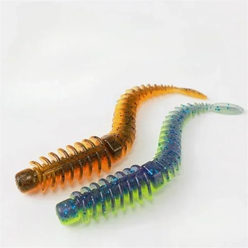 Schwimmender Wasser-Licht-Tanz-Wurm, Simulation Regenwurm, realistischer Köder, Angelköder, lebensecht, mit Salzgeruch und fischig, 10 Stück (Color : OrangeB-10pcs, Size : 7.5cm)