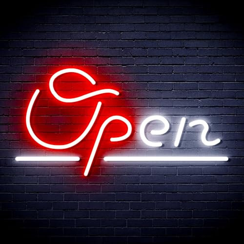 ADVPRO Open Sign Flex Silikon-LED-Neonschild – Weiß & Rot – st16s43-fnu0078-wr