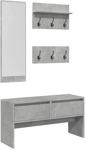 vidaXL 4-TLG. Garderoben-Set Betongrau Holzwerkstoff