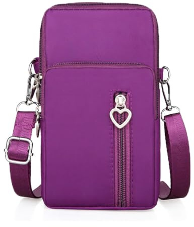 ModaZeal Women's Waterproof Phone Crossbody Nylon Small Shoulder Bag Wallet | Waterproof Nylon with Headphone Port, Multi-Pocket with Adjustable Removable Strap, Heart Pendant Arm Pouch for Daily Travel