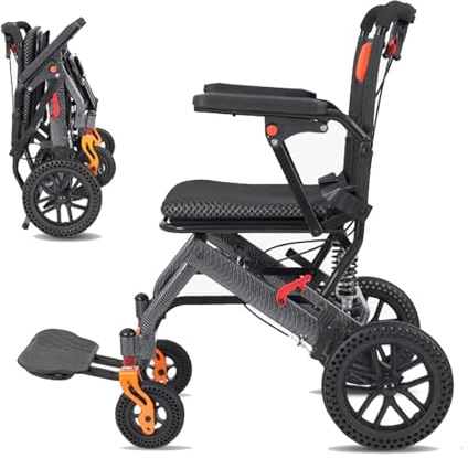 UYSELA Silla de Ruedas Plegable Ligera, el Hogar y Los Viajes Sillas Ruedas Extra Estrechas, Ligera y Compacta, Ancho Asiento 41.5 Cm, Soporta 100 Kg