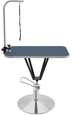 Donened - Trimmtisch, Tierpflegetisch, Schertisch Pflegetisch für Hunde, Höhenverstellbar Klappbar Edelstahl, Hydraulisch Anhebbarer Tierpflegetisch, 80 x 50 x 85cm (Blau)