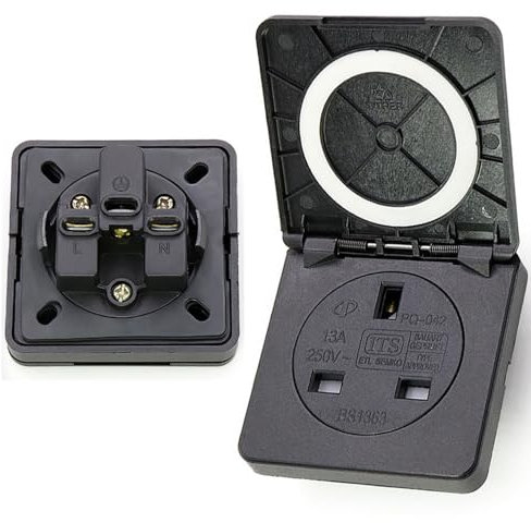 1Pc Outdoor Waterproof Socket, 13A IP44 Heavy Duty 3pin Plug Industrial With Cover, Wall Electrical Outlets for RV Boat Balcony Garden