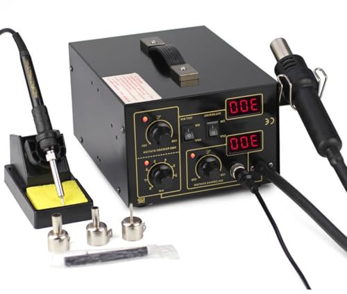 Hot Air Gun Soldering Station, Hot Air Rework Station, LED Temperature Digital Display, Air Gun and Soldering Iron Can Adjust Temperature, High-Power Soldering Iron Handle for Mobile Phone Repair