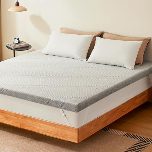 NewentorLife Mattress Topper Double Bed with Silver Grey Cover 125-Night Sleep Trail