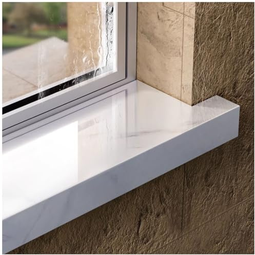 LXLZYXSF Window Sill Capping, Acrylic Windowsill Cover - White Modern Marble Style, Window Sills Replacement Trim Board, Window Ledge Guard Protectors for Home Hotels(70cmx35cm (27 1/2 x 13 3/4))