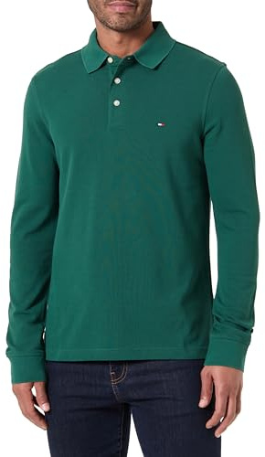 Tommy Hilfiger Polo Manches Longues Homme Slim Basique, Vert (Ornamental Green), XL