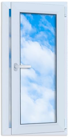 LORAC | Kunststofffenster weiß 565x1135mm, 56,5x113,5cm, PCV, DIN Rechts, kippbar & ausstellbar, 2-fach Verglasung, energiesparend – Fenster mit CE-Zertifikat für Keller und Wohnung