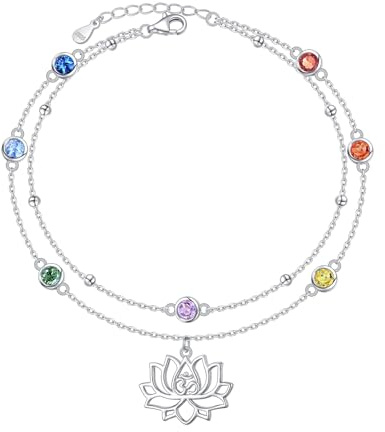 HOOHWE Bracelet de cheville pour femme en argent sterling - Motif tortue mauvais œil infini - Cœur - Double couche avec perles - Réglable - Style bohème - Cadeau pour fille - Plage, 25.4 cm, Argent
