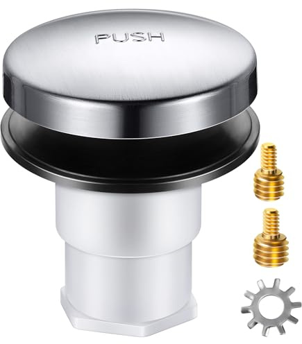 Dreyoo 1 Pack Bathtub Pop up Drain Stopper, Bathtub Drain Plug with 3/8'', 5/16'' Thread Studs and Star Shape Lock Washer, Tip Toe Shower Stopper Universal (Chrome)