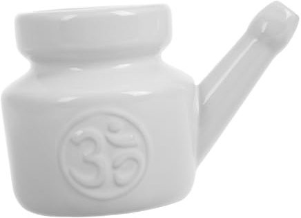FONDOTIN Keramik Nasenspülkännchen 350 Ml Weiß mit Eleganter Beschichtung Einfache Anwendung Vielseitig für Nasenreinigung und Yoga zur Nasenpflege bei Saisonalen Veränderungen