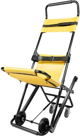 Klappstuhl 120 x 54 x 30 cm mit Sicherheitsgurt und 4 Rädern Maximale Tragfähigkeit 150 kg Kann für Feuerwehr-Krankenhaus usw. verwendet werden (gelb)