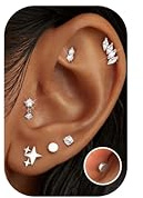 LOLIAS 6Paar Flatback Ohrringe Edelstahl Damen Hypoallergene Medizinische Ohrstecker mit Flachem Verschluss Chirurgenstahl Ohrringe Stecker Ohrringe Set Silber Tragus Helix Piercing Ohr Silber 925