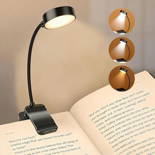 Réglable lampe de Lecture, 360° Flexible Lampe Liseuse Clip, Veilleuse lecture au lit, Lampe De lecture portable, Éclairage de protection oculaire nuit, Pour Lire au Lit Et Lire nocturne(Noir)