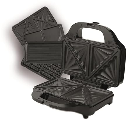 Hamilton Beach 4-in-1 Sandwich Toaster, Deep Fill, Waffle, Panini & Omelette Maker, Removable Non-Stick Plates, Cool-Touch Handle, Dishwasher Safe Parts, Indicator Lights, 900W, Black - HBSLS2002