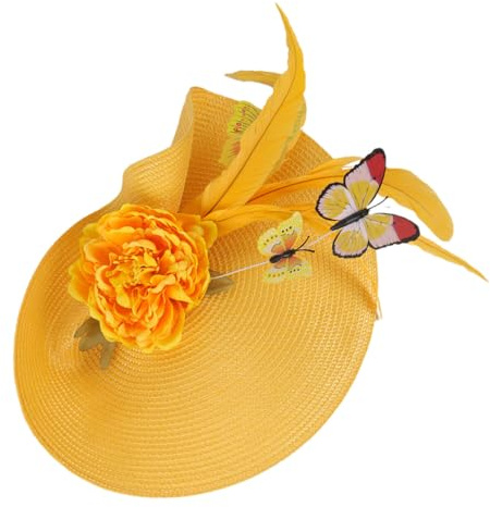 TOPBATHY Fascinateur Chapeau Paille Femme Banquet avec Ornement Élégant Serre-tête Mariage Coiffure Accessoire