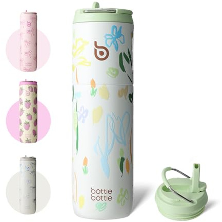 Bottle Bottle Stainless Steel Water Bottle 700ml with Straw and Lid Sports Insulated Metal Water Bottles with Handle(Eden Grove)