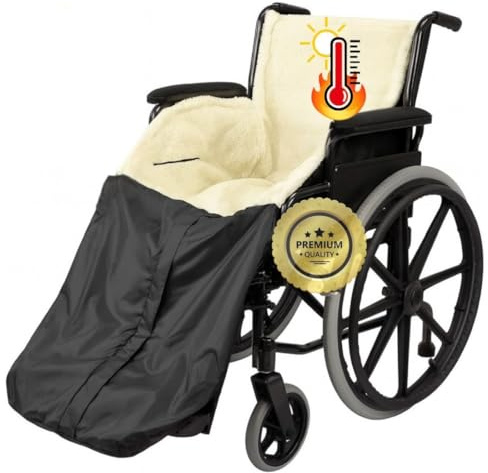 OrtoPrime Rollstuhldecke Winter – Rollstuhl Fußsack für Erwachsene - Rollstuhl Wintersack mit Fleece - Rollstuhlsack & Decke für Rollstuhl - warmer Fußsack Rollstuhl für Regen & Kälte