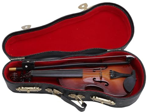 LjwZekyrnt Mini strumento musicale violino 14 cm tiglio violino in miniatura ornamento decorativo con custodia per casa