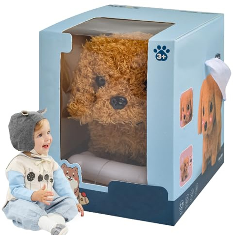 Robot Puppy Toy - Interactive Plush Pet, Kids Companion with Realistic Movements, Walking Dog with Barking Sounds, Wagging Tail, Robotic Pet for Girls Boys 0-3 Years Old