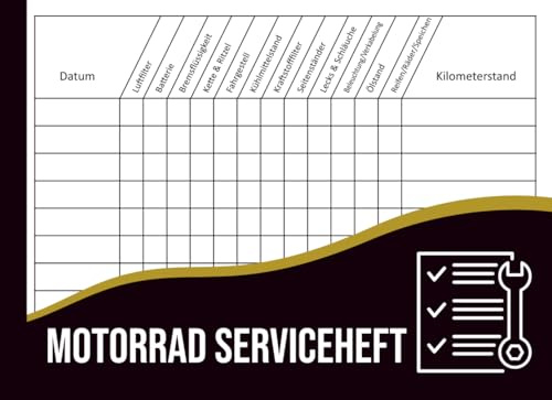 Motorrad Serviceheft: 100-seitiges Wartungs- und Inspektionsbuch zur Dokumentation von Service, Kilometerstand.