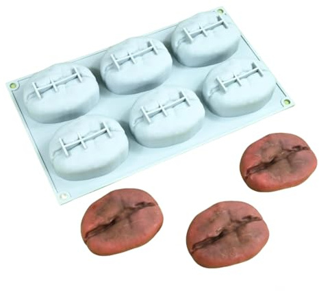 Stampo in Silicone per Fagioli di Caffè a 6 Cavità - 30 cm Stampo per Dessert Antiaderente di Grado Alimentare per Cottura al Forno, Mousse, Gelatina e Torta | Senza BPA, Flessibile per Forno