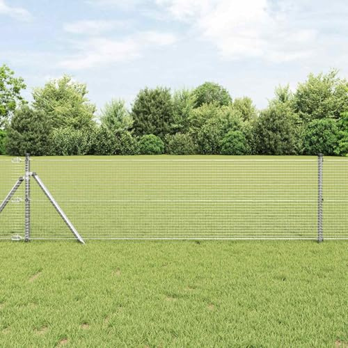 Clôture en fil soudé argent robuste 0.6 x 10 m, panneaux de clôture extérieurs pour jardin, treillis pour plantes grimpantes, clôture extensible pour terrasse sécurisée
