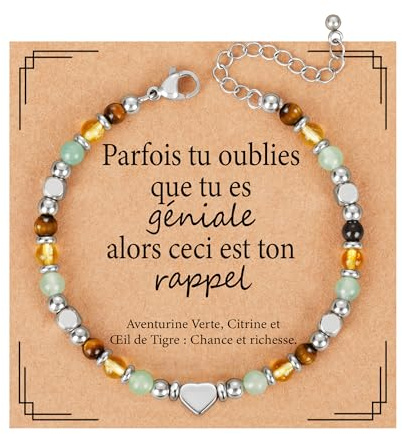 Aretas Bracelet aventurine verte citrine œil de tigre chance richesse bijoux femme Fête des mères cadeau anniversaire pour elle amies ou famille