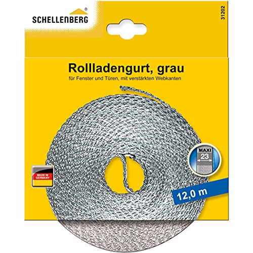 Schellenberg 31202 Rolladengurt Maxi 23 mm Breit 12 m Lang, Rollladengurt einfach austauschen, Grau