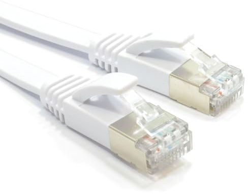 kenable Flat CAT6A S/STP Shielded 500MHz Ethernet LAN Cable RJ45 20m White