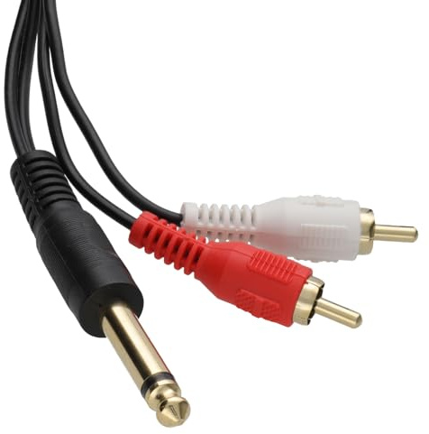 kenable 6,35 mm Mono Jack Fiche Vers Cinch RCA Fiches Blindé l'audio câble 3 m [3 mètre/3m]