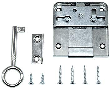SN-TEC Aufschraubschloss/Möbelschloss/Schrankschloss, Dornmaß: 45mm, (Gesamttiefe 64mm), rechts/links/LAD verwendbar incl. Schließblech incl. Montagematerial