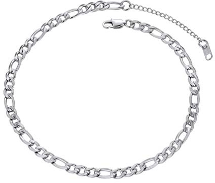 PROSTEEL Chaîne Acier Homme 51cm/6mm de Large Collier Maillon Figaro 3 en 1 avec Bosselure