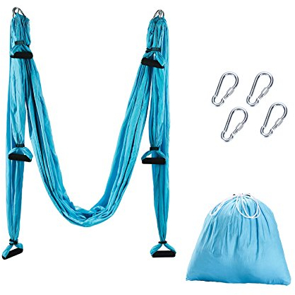 Aerial Yoga Swing Hängematte - Fliegen Silk Hammock Schaukel für Fitness, Anti-Schwerkraft - 180kg/400 lbs Belastung (Blau)