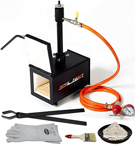 DEVIL-FORGE Forge à Gaz Propane modèle DFPROF1+1D avec 1 Porte 1 Brûleur DFP (80.000BTU) pour Couteliers, Maréchaux-Ferrants et Forgerons, Fabrication Couteaux, Forgeage Métaux, Efficace et Économique