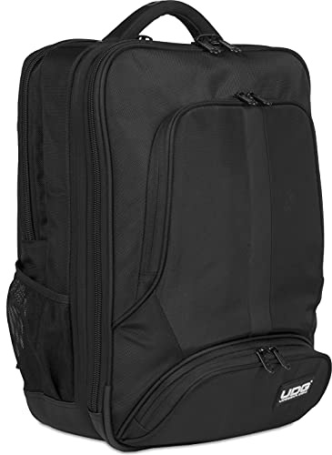 UDG Ultimate Backpack Slim Schwarz, innen Orange (U9108BL/OR) | 17-Zoll-Laptop und Controller in einer Tasche transportieren; wasserabweisendes Nylon; gepolsterte Fächer; Organizer