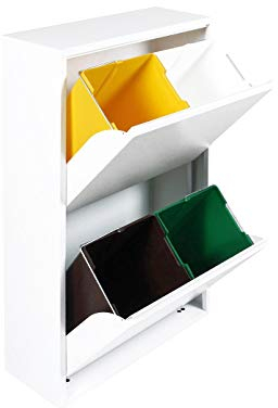 Dmora Pattumiera portarifiuti salvaspazio per differenziata 4 secchi Ferro, 60 x 92 x 25 cm