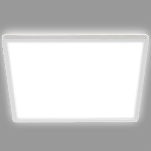 Briloner - Plafoniera led soffitto con Effetto Retroilluminazione, 42x42x3cm (LxLxA), Lampadario led soffitto, Lampadario camera da letto, 22W, 3000Lm, 4.000K, di Colore Bianco, Quadrata