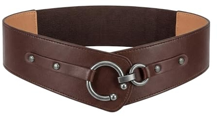 BlackButterfly Kunstleder Taillengürtel Damen O-Ringe | Breite Front, Verstellbarer Ringhaken, Elastischer Rücken, Rafft Die Mitte, Größen S-XXL, Taillenformer