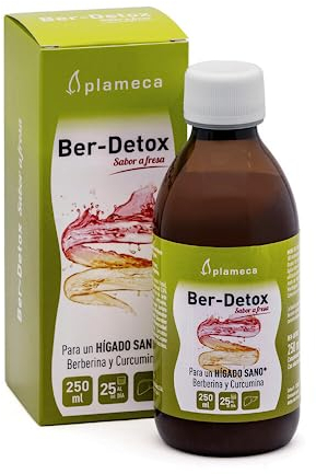 PLAMECA Ber-Detox, Hígado Sano con Berberina, Colina y Curcumina, Sabor Fresa, 250 ml