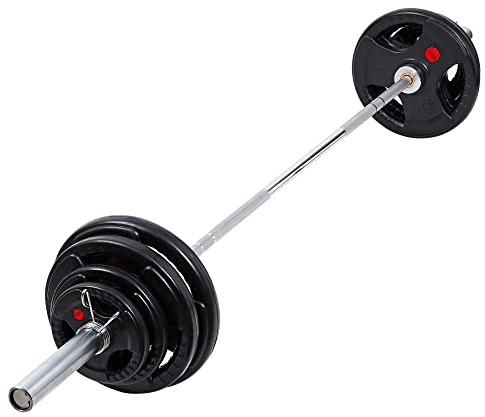 wuuhoo® Olympische Langhantelstange & Hantelscheiben im Set Rick - 85kg gesamt, 220cm Langhantel inkl. 65 KG Gewichte, Langhantel mit 20 KG Eigengewicht - Desing 1 ohne Ständer