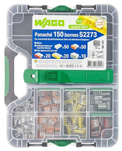 WAGO - Koffer mit 150 Anschlussklemmen S2273 2, 3, 4, 5 und 8 Eingänge für starre Drähte