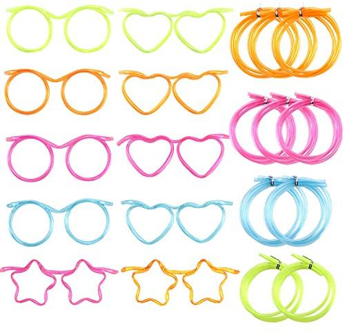 Strohhalme Plastik Party Brillen Strohhalm Trinkbrille Strohhlambrille 10 Stück Funny Straw Glasses Nur Wiederverwendbare Brille zum Trinken Trinkhalmbrille für Kinder Party Gadgets Zubehör