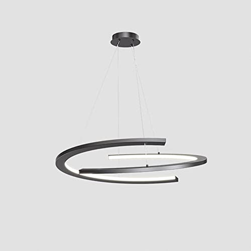 Lámpara de araña LED con diseño de arco moderno, cable ajustable para sala de estar sobre la mesa, entrada de escalera, isla de cocina, aluminio de 23,6 128 W, iluminación de techo colgante negra