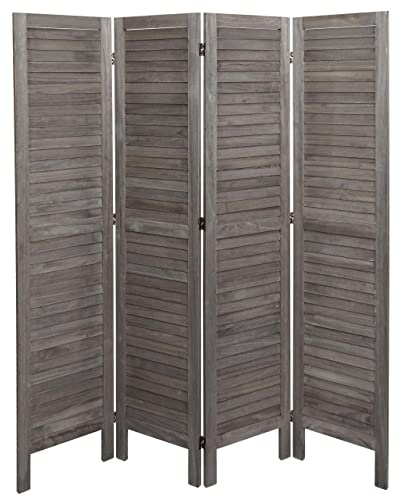 Mendler Paravent HWC-G30 Shabby-Look 170x162cm - grau-braun | Trennwand, Sichtschutz, Raumteiler