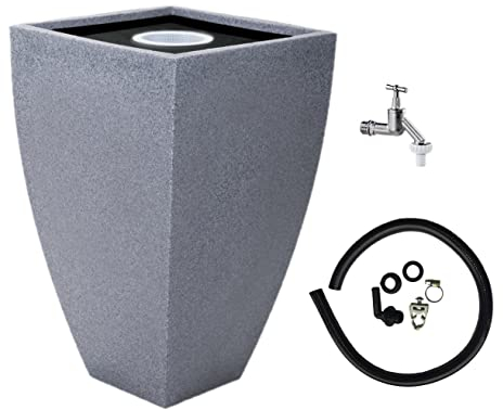 Regentonne Regenbehälter Regentank Regenfass 200 L eckig - modernes Desing (Granit grau)