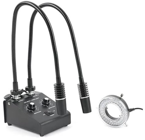Mikroskop-Zubehör-Kit 6W 6500K Industrie-Mikroskop-LED-Doppel-Schwanenhalslicht 60 LED-Ringlicht Mikroskopische Objektträger (Size : 3 in 1)