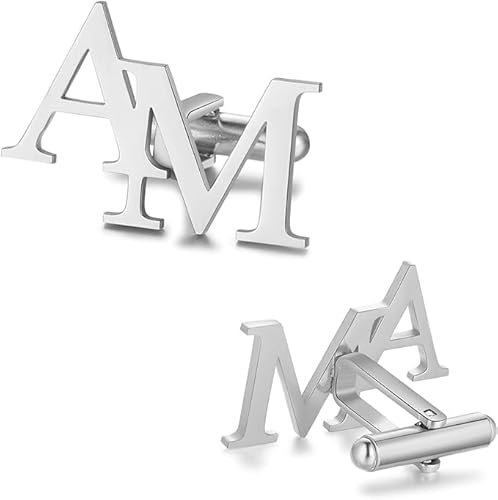 Personalisierte Herrenhemd Name Manschettenknöpfe Mit Gravur Initialen Alphabet Buchstaben, 1 Paar Set Herrenhemd Manschettenknöpfe Edelstahl Für Papa Bräutigam Hochzeit Graduierung Vatertag Geschenke