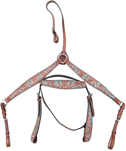 EQUIGEAR Western-Leder-Set mit handgefertigtem Kopfstück und Vorderzeug mit Zügeln. /Size-Full,Cob,Pony AV-026 (Full)
